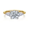 Sale Gabriel & Co. Sima - 14K White-Yellow Gold Round Three Stone Diamond Engagement Ring