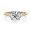 Outlet Gabriel & Co. Sima - 14K White-Yellow Gold Round Three Stone Diamond Engagement Ring