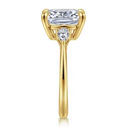 Online Gabriel & Co. Sima - 14K Yellow Gold Elongated Cushion Three Stone Diamond Engagement Ring