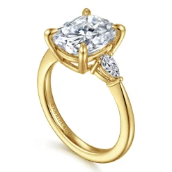 Online Gabriel & Co. Sima - 14K Yellow Gold Elongated Cushion Three Stone Diamond Engagement Ring