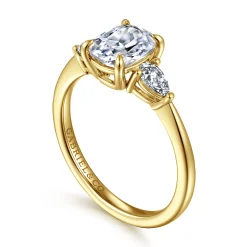 Hot Gabriel & Co. Sima - 14K Yellow Gold Elongated Cushion Three Stone Diamond Engagement Ring