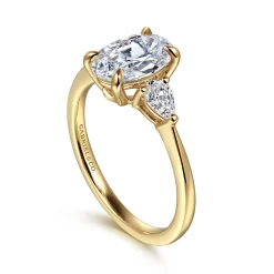 Online Gabriel & Co. Sima - 14K Yellow Gold Oval Three Stone Diamond Engagement Ring