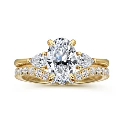 Online Gabriel & Co. Sima - 14K Yellow Gold Oval Three Stone Diamond Engagement Ring