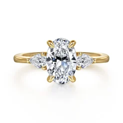 Online Gabriel & Co. Sima - 14K Yellow Gold Oval Three Stone Diamond Engagement Ring