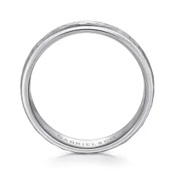 Clearance Gabriel & Co. Simon - 14K White Gold 6mm - Men's Wedding Band in Hammered Finish
