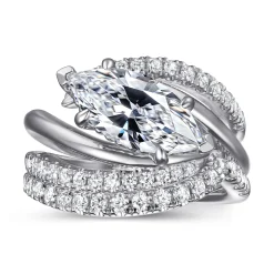 Clearance Gabriel & Co. Slate - 14K White Gold Bypass Marquise Shape Diamond Engagement Ring