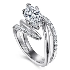 Clearance Gabriel & Co. Slate - 14K White Gold Bypass Marquise Shape Diamond Engagement Ring