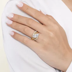 Sale Gabriel & Co. Slate - 14K White-Yellow Gold Bypass Marquise Shape Diamond Engagement Ring