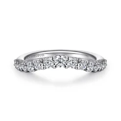 Online Gabriel & Co. Soire - Curved 14K White Gold Shared Prong Diamond Wedding Band - 0.5 ct