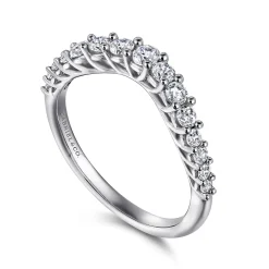 Gabriel & Co. Soire - Curved Platinum Shared Prong Diamond Wedding Band - 0.5 ct