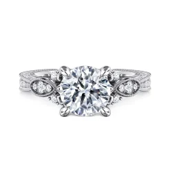 Sale Gabriel & Co. Solene - Vintage Inspired 14K White Gold Round Diamond Engagement Ring