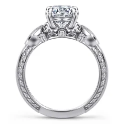 Sale Gabriel & Co. Solene - Vintage Inspired 14K White Gold Round Diamond Engagement Ring