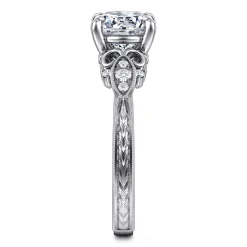 Sale Gabriel & Co. Solene - Vintage Inspired 14K White Gold Round Diamond Engagement Ring