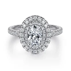 Gabriel & Co. Sonay - 14K White Gold Oval Double Halo Diamond Engagement Ring