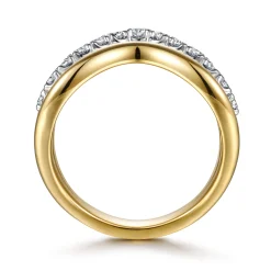 Discount Gabriel & Co. Soraya - 14K White Yellow Gold Diamond Chevron Ring