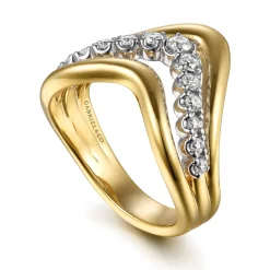 Discount Gabriel & Co. Soraya - 14K White Yellow Gold Diamond Chevron Ring