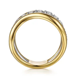 Discount Gabriel & Co. Soraya - 14K White Yellow Gold Diamond Wave Wide Band Ring