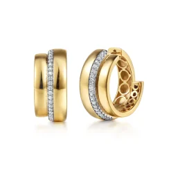 Discount Gabriel & Co. Soraya - 14K Yellow Gold Diamond Intricate Hoop Earrings