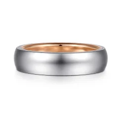 Sale Gabriel & Co. Soren - 14K White-Rose Gold 6mm - Two Tone Men's Wedding Band in Sand Blast Finish
