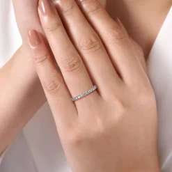 Clearance Gabriel & Co. Sorrento - 14K White Gold Shared Prong Set Diamond Wedding Band - 0.5 ct