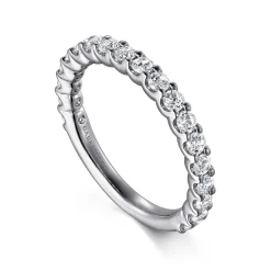 Gabriel & Co. Sorrento - 14K White Gold Shared Prong Set Diamond Wedding Band - 0.75 ct