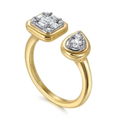 New Gabriel & Co. Stackable Open Ring 14K White and Yellow Gold Diamond 0.4ct
