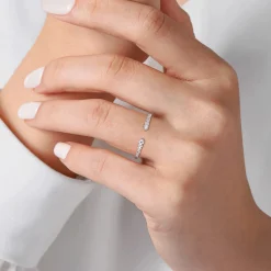 Hot Gabriel & Co. Stackable Open Ring 14K White Gold Diamond 0.16ct
