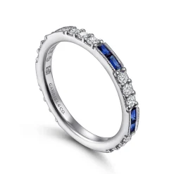 Outlet Gabriel & Co. Stackable Ring 14K White Gold Diamond and Blue Sapphire 0.4ct