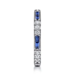Outlet Gabriel & Co. Stackable Ring 14K White Gold Diamond and Blue Sapphire 0.4ct