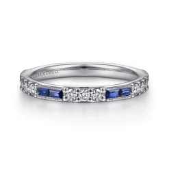 Outlet Gabriel & Co. Stackable Ring 14K White Gold Diamond and Blue Sapphire 0.4ct