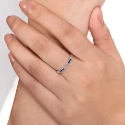 Outlet Gabriel & Co. Stackable Ring 14K White Gold Diamond and Blue Sapphire 0.4ct