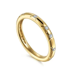 Online Gabriel & Co. Stackable Ring 14K Yellow Gold Blue Diamond 0.15ct Bujukan