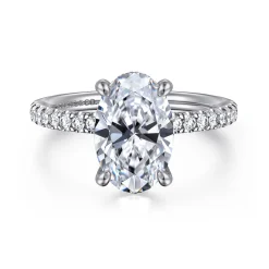 Best Gabriel & Co. Stasia - 14K White Gold Oval Cut Diamond Engagement Ring