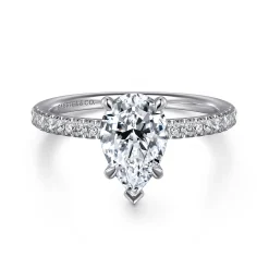New Gabriel & Co. Stasia - 14K White Gold Pear Shape Diamond Engagement Ring