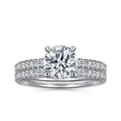 Best Gabriel & Co. Stasia - 14K White Gold Round Cut Diamond Engagement Ring
