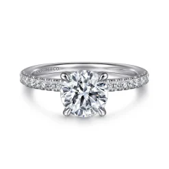 Best Gabriel & Co. Stasia - 14K White Gold Round Cut Diamond Engagement Ring
