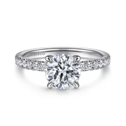 Hot Gabriel & Co. Stasia - 14K White Gold Round Cut Diamond Engagement Ring