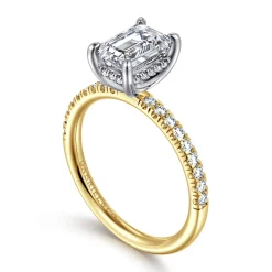 Outlet Gabriel & Co. Stasia - 14K White-Yellow Gold Emerald Cut Diamond Engagement Ring