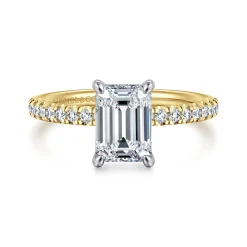 Outlet Gabriel & Co. Stasia - 14K White-Yellow Gold Emerald Cut Diamond Engagement Ring