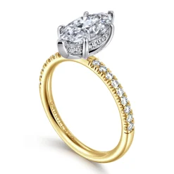 Clearance Gabriel & Co. Stasia - 14K White-Yellow Gold Marquise Shape Diamond Engagement Ring