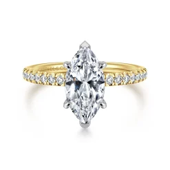 Clearance Gabriel & Co. Stasia - 14K White-Yellow Gold Marquise Shape Diamond Engagement Ring