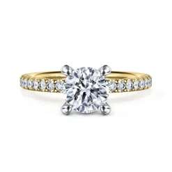 Best Gabriel & Co. Stasia - 14K White-Yellow Gold Round Cut Diamond Engagement Ring