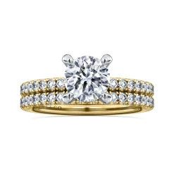 Best Gabriel & Co. Stasia - 14K White-Yellow Gold Round Cut Diamond Engagement Ring