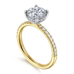 Clearance Gabriel & Co. Stasia - 14K White-Yellow Gold Round Cut Diamond Engagement Ring