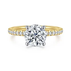 Clearance Gabriel & Co. Stasia - 14K White-Yellow Gold Round Cut Diamond Engagement Ring