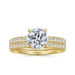 New Gabriel & Co. Stasia - 14K Yellow Gold Round Diamond Engagement Ring