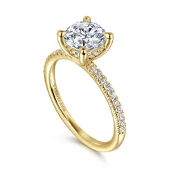 New Gabriel & Co. Stasia - 14K Yellow Gold Round Diamond Engagement Ring