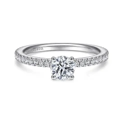New Gabriel & Co. Stefanie - 14K White Gold Round Diamond Engagement Ring