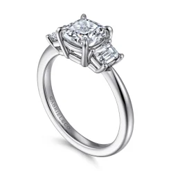 Hot Gabriel & Co. Stephi - 14K White Gold Cushion Cut Three Stone Diamond Engagement Ring