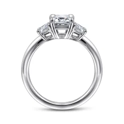 Sale Gabriel & Co. Stephi - 14K White Gold Emerald Cut Three Stone Diamond Engagement Ring